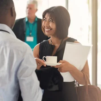 Professionals mingling at a networking event